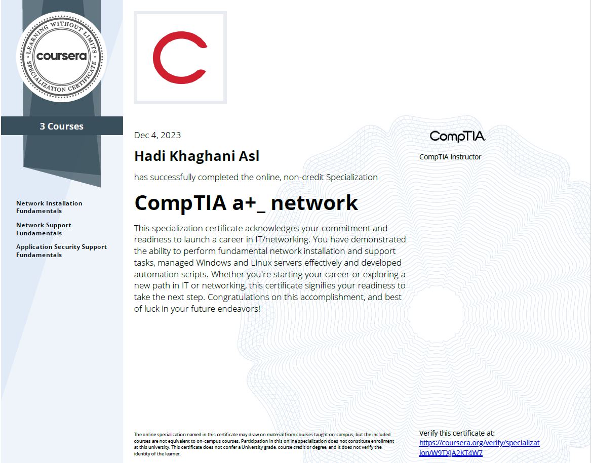 CompTIA a+_ network Certificate - Hadi Khaghani Asl